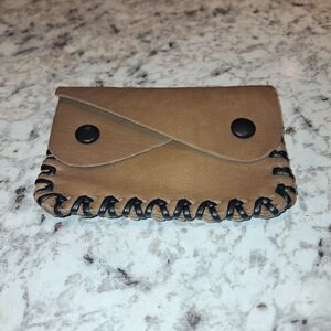 NEW! Handcrafted Tan Leather Snap Wallet